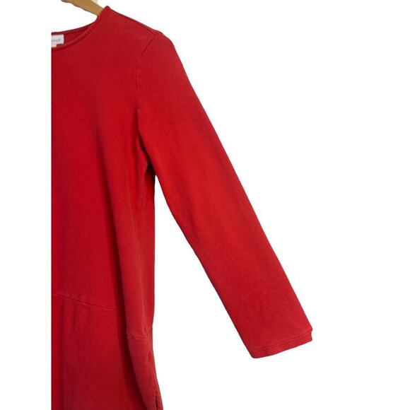 J. Jill Women's Side-Slit Soft Touch Brushed Cotton Seamed Tunic Top Size M Red - Picture 3 of 8